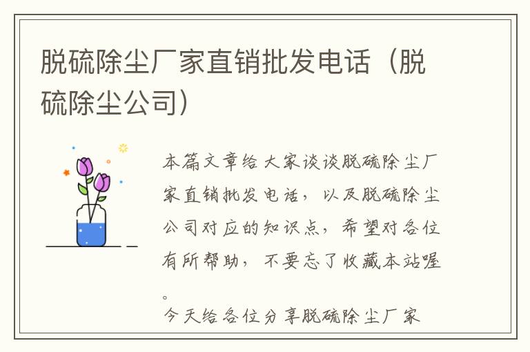 脱硫除尘厂家直销批发电话（脱硫除尘公司）