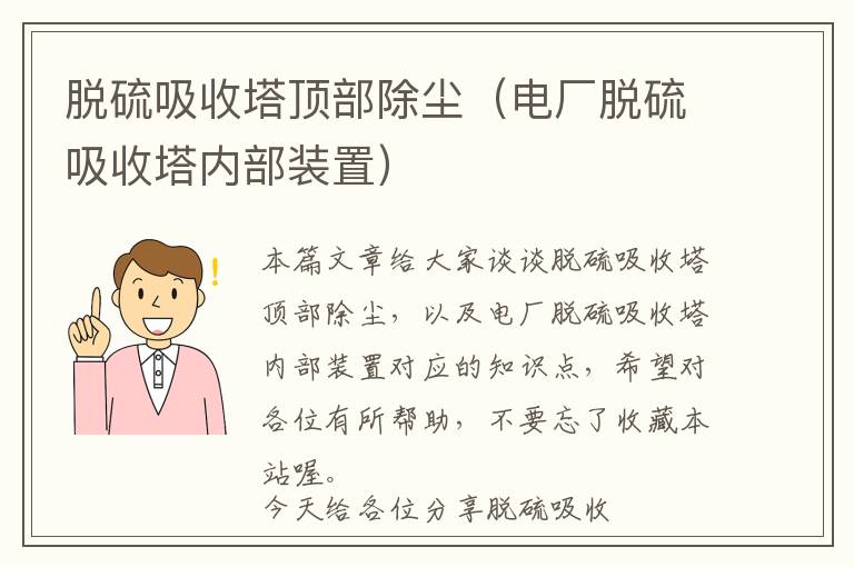 脱硫吸收塔顶部除尘（电厂脱硫吸收塔内部装置）