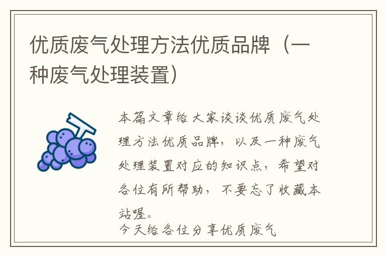 优质废气处理方法优质品牌（一种废气处理装置）