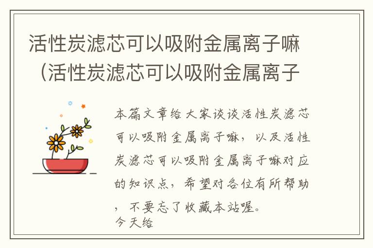 活性炭滤芯可以吸附金属离子嘛（活性炭滤芯可以吸附金属离子嘛）