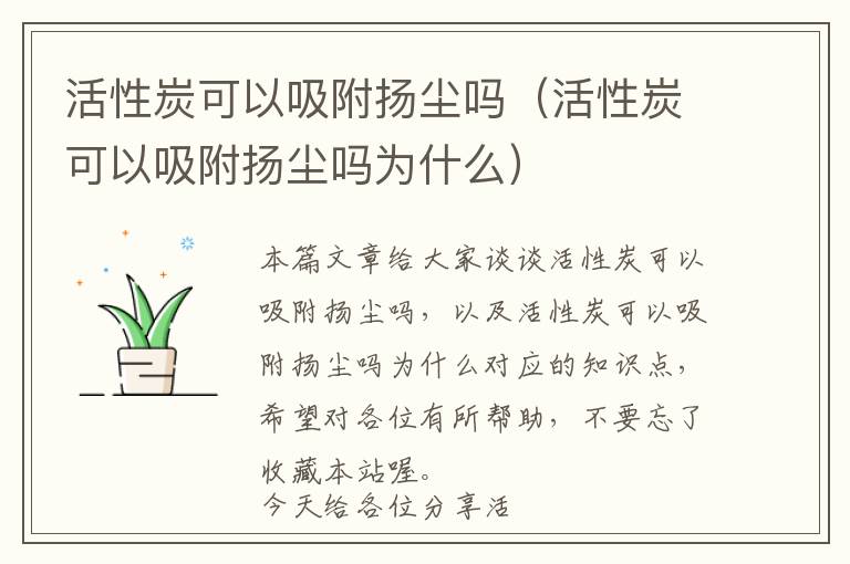 活性炭可以吸附扬尘吗（活性炭可以吸附扬尘吗为什么）