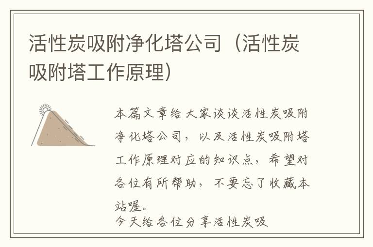 活性炭吸附净化塔公司（活性炭吸附塔工作原理）