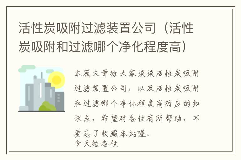 活性炭吸附过滤装置公司（活性炭吸附和过滤哪个净化程度高）