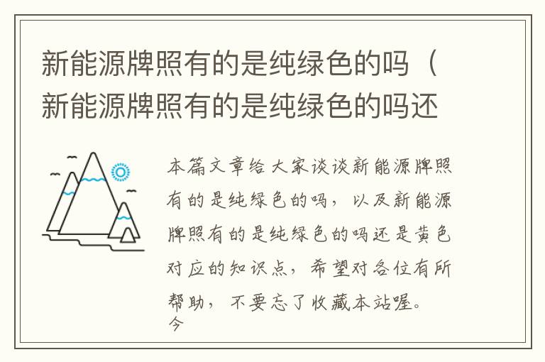 新能源牌照有的是纯绿色的吗（新能源牌照有的是纯绿色的吗还是黄色）