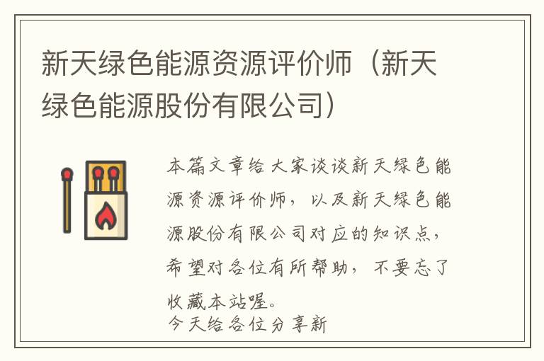 新天绿色能源资源评价师（新天绿色能源股份有限公司）