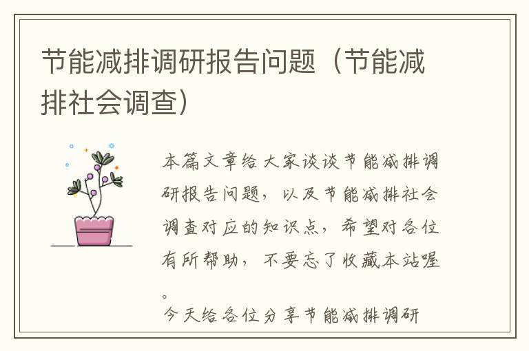 节能减排调研报告问题（节能减排社会调查）