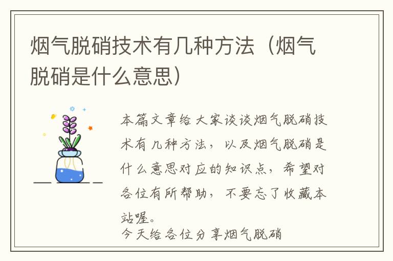 烟气脱硝技术有几种方法（烟气脱硝是什么意思）