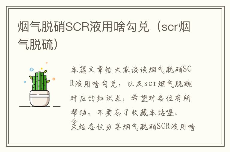 烟气脱硝SCR液用啥勾兑（scr烟气脱硫）