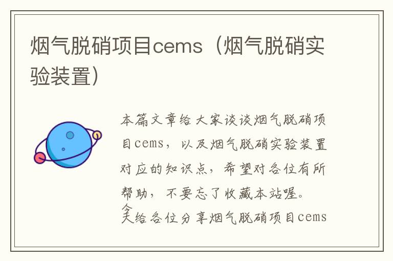 烟气脱硝项目cems（烟气脱硝实验装置）