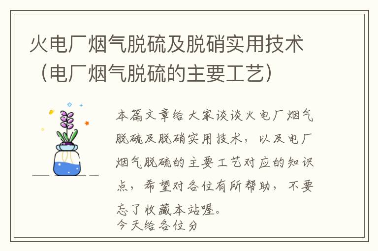 火电厂烟气脱硫及脱硝实用技术（电厂烟气脱硫的主要工艺）