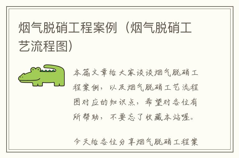 烟气脱硝工程案例（烟气脱硝工艺流程图）