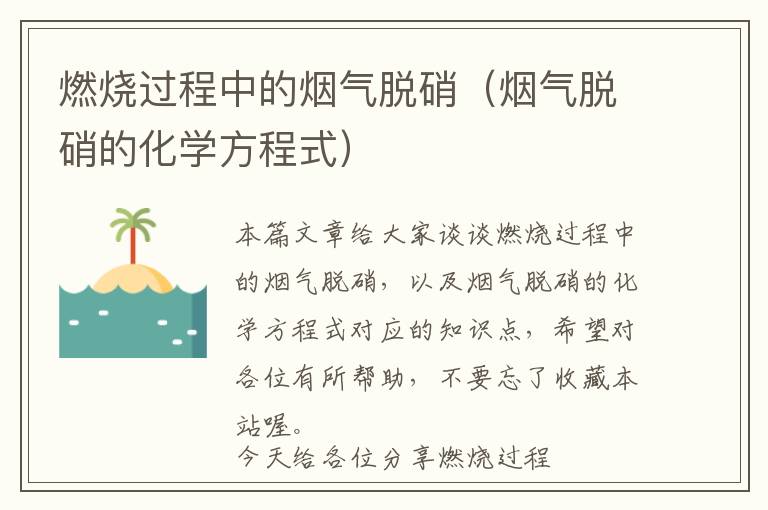 燃烧过程中的烟气脱硝（烟气脱硝的化学方程式）