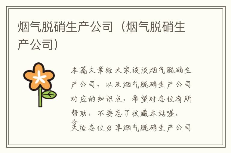 烟气脱硝生产公司（烟气脱硝生产公司）