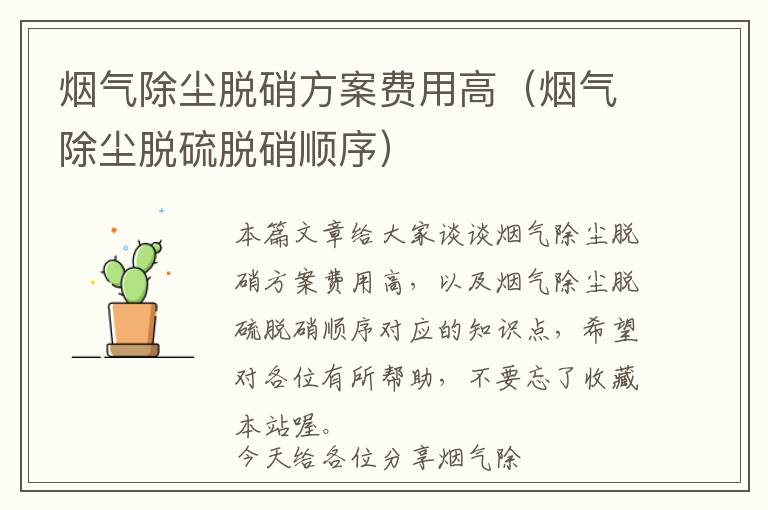 烟气除尘脱硝方案费用高（烟气除尘脱硫脱硝顺序）