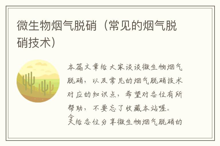 微生物烟气脱硝（常见的烟气脱硝技术）