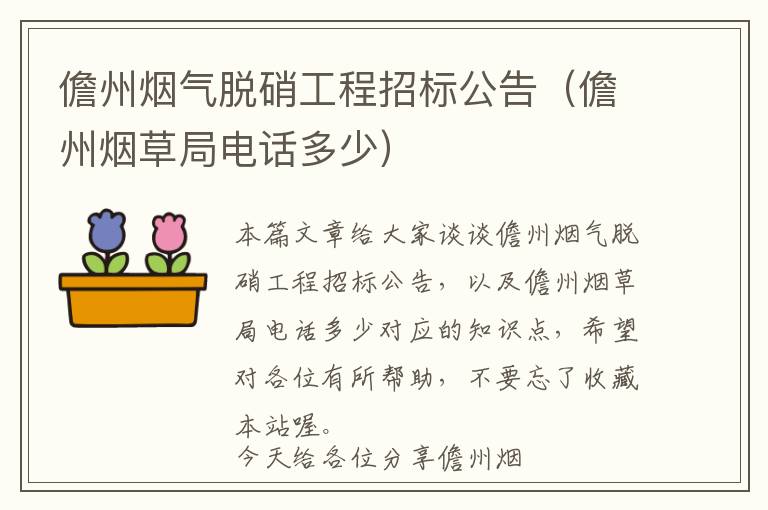 儋州烟气脱硝工程招标公告（儋州烟草局电话多少）