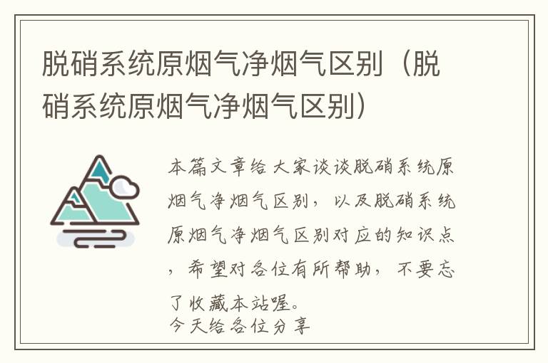 脱硝系统原烟气净烟气区别（脱硝系统原烟气净烟气区别）