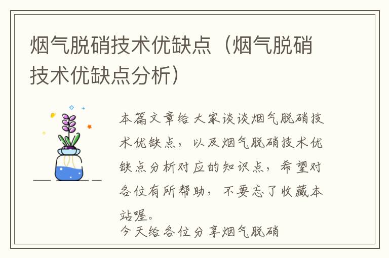 烟气脱硝技术优缺点（烟气脱硝技术优缺点分析）