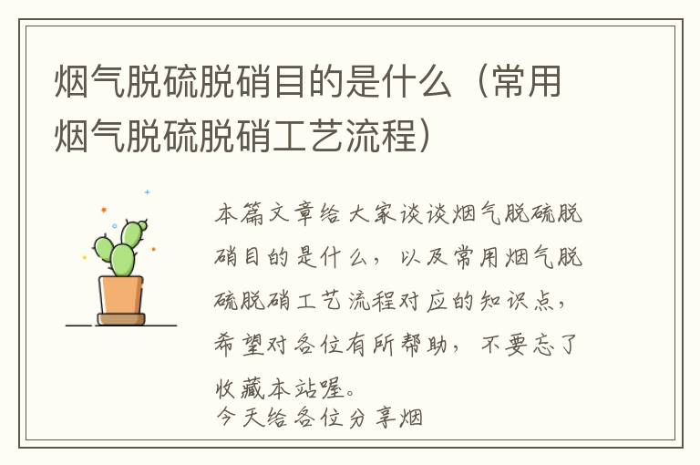 烟气脱硫脱硝目的是什么（常用烟气脱硫脱硝工艺流程）