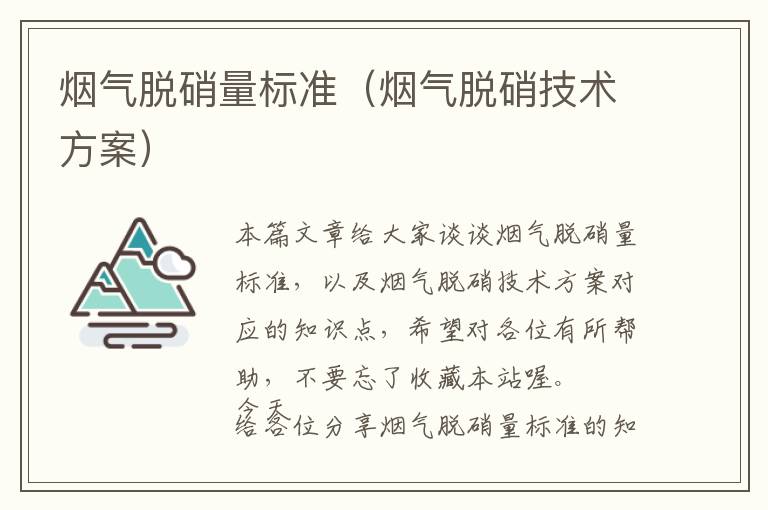 烟气脱硝量标准（烟气脱硝技术方案）