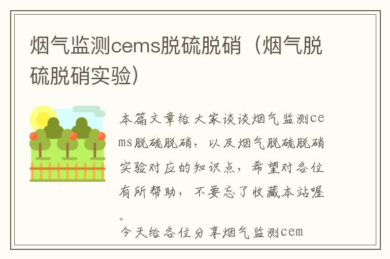 烟气监测cems脱硫脱硝（烟气脱硫脱硝实验）