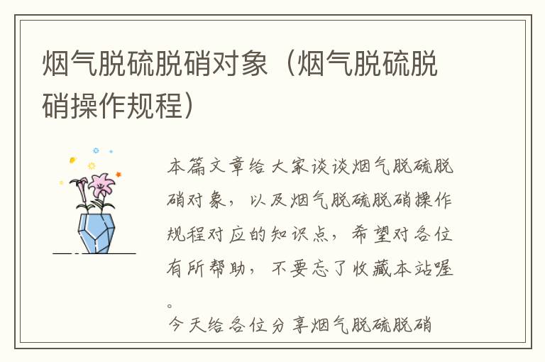 烟气脱硫脱硝对象（烟气脱硫脱硝操作规程）