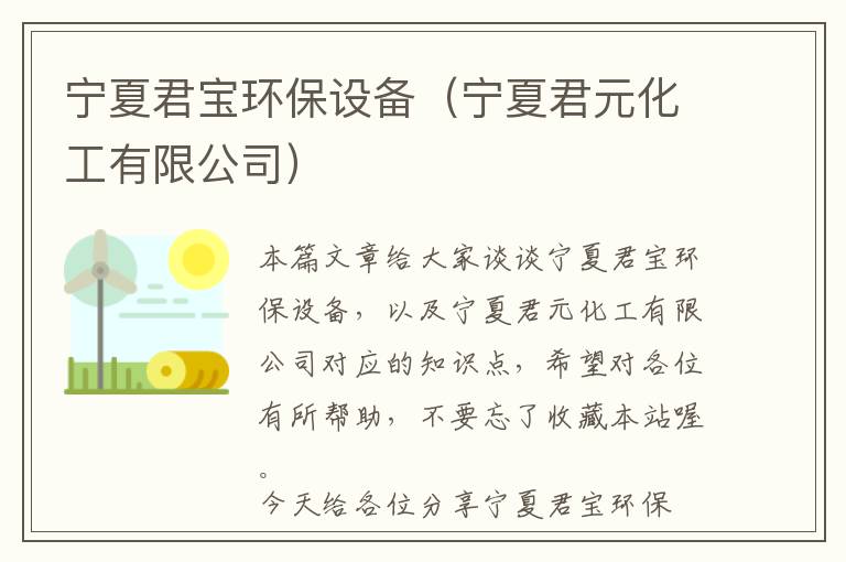 宁夏君宝环保设备（宁夏君元化工有限公司）